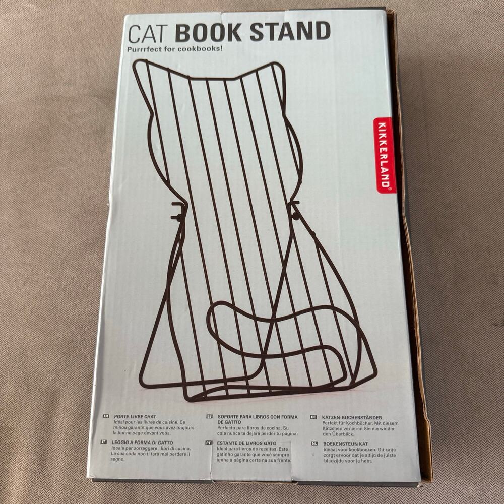 Kikkerland Cat Book Stand Black Metal Cookbook Recipe Holder NEW in Box